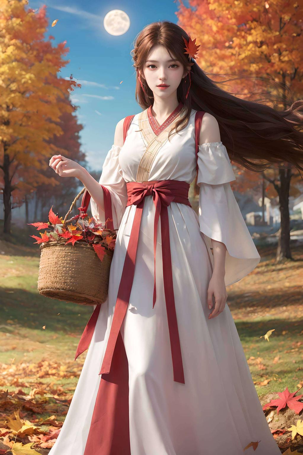 石昊与火灵儿携手漫步在苹果园护眼又养心