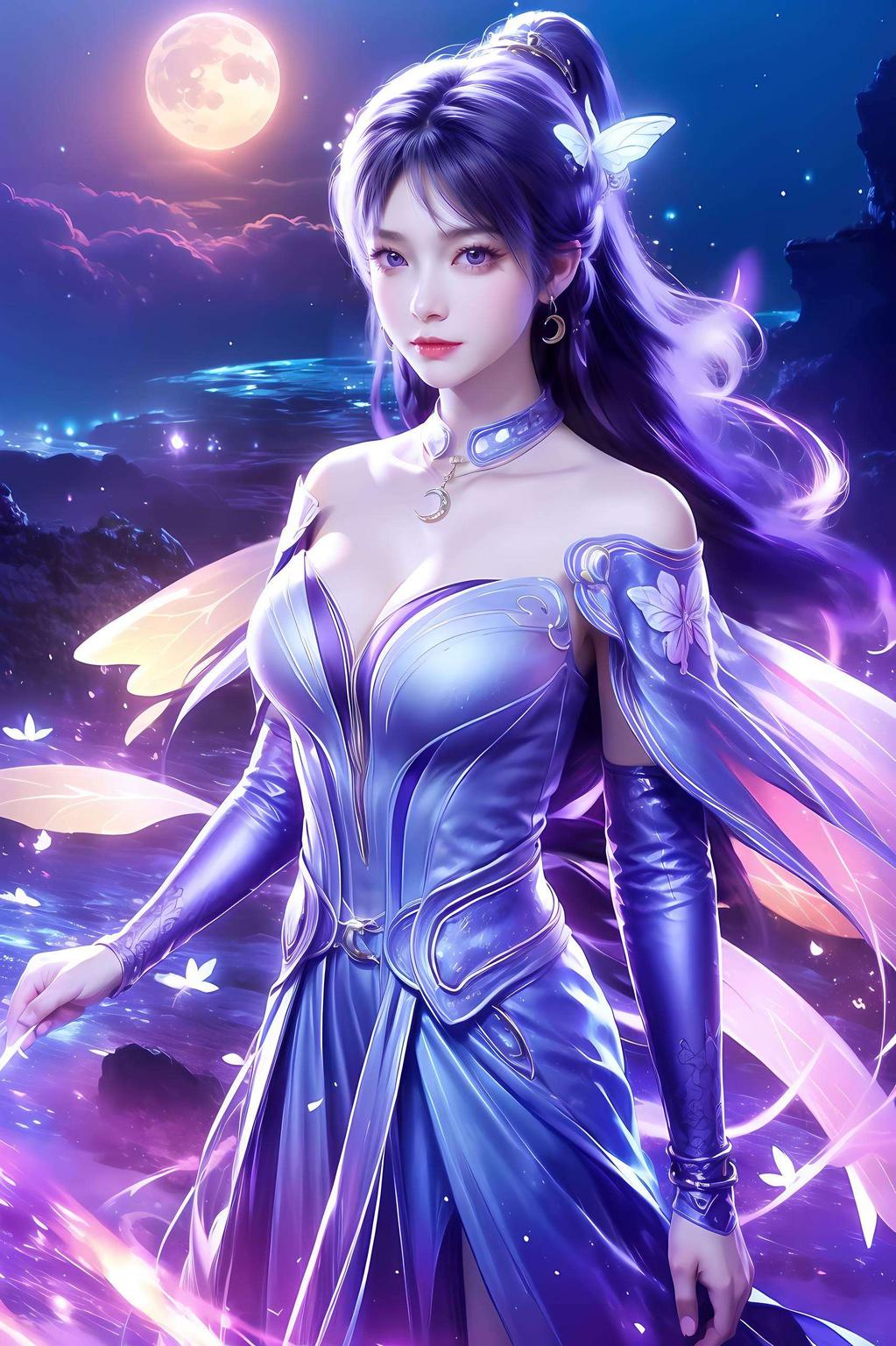 高清壁纸美如画紫月翩跹映电脑