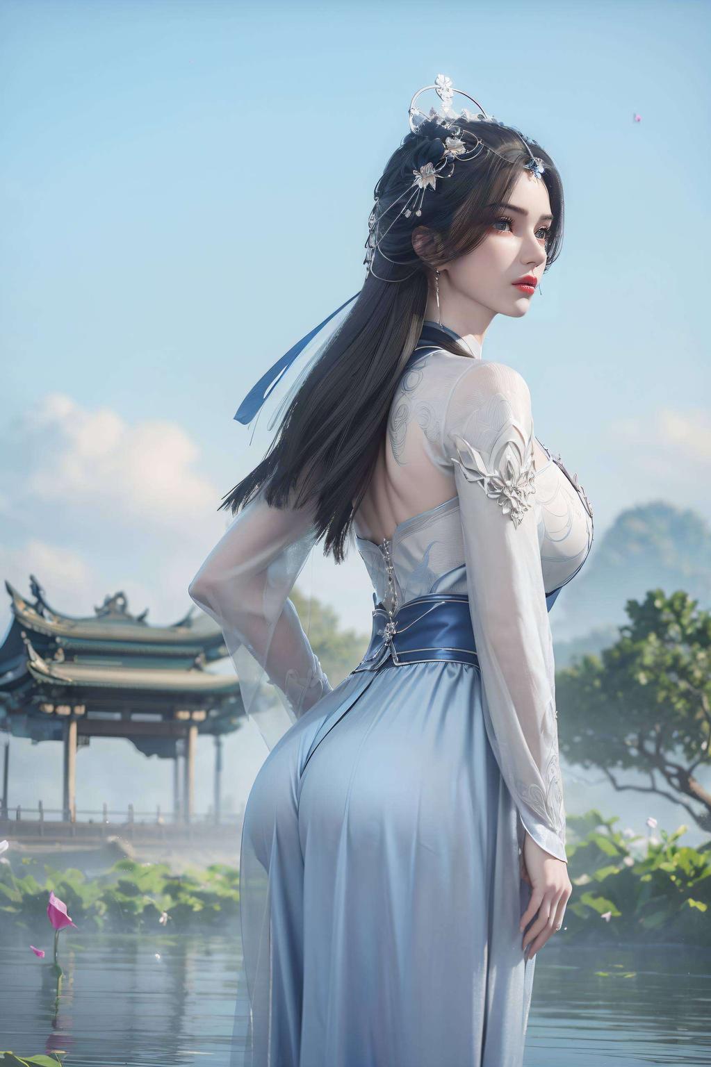 背景充满梦幻色彩）快来感受这款电脑壁纸带来的视觉盛宴吧！”（图片展示李慕婉优雅姿态