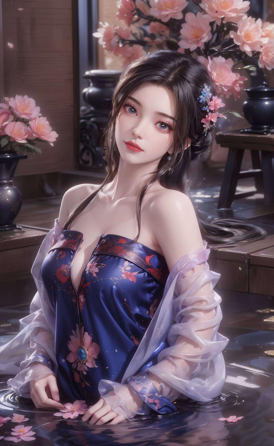 全黑背景下李慕婉眼神深邃