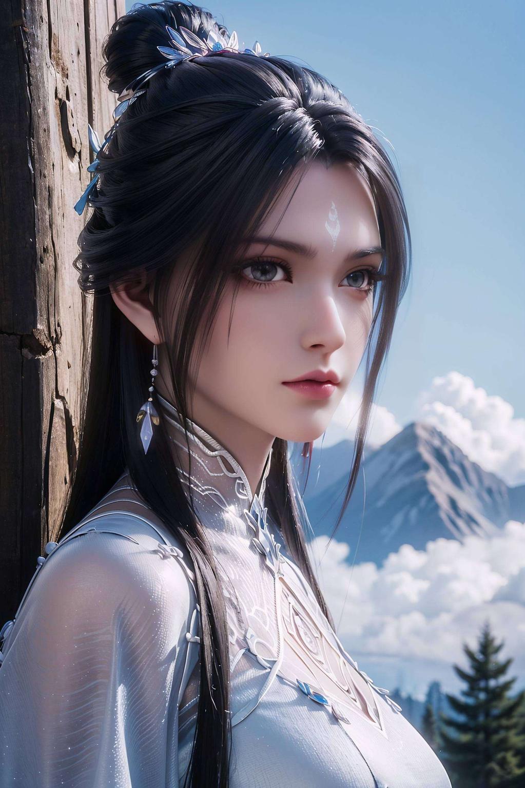 ly壁纸AI的陆雪琪置身于飘雪的孤独城市