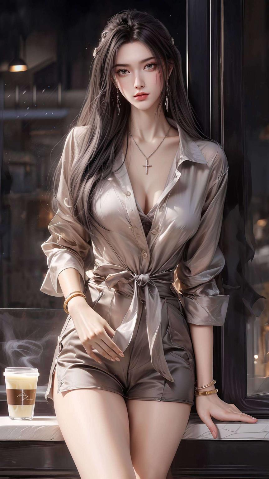 这款古风漫画壁纸以诛仙中的陆雪琪剑指鬼厉的经典场景为灵感