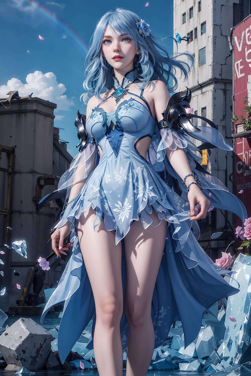 这款紫色精细的水冰儿角色Win10壁纸仿佛置身于梦幻的冰雪世界