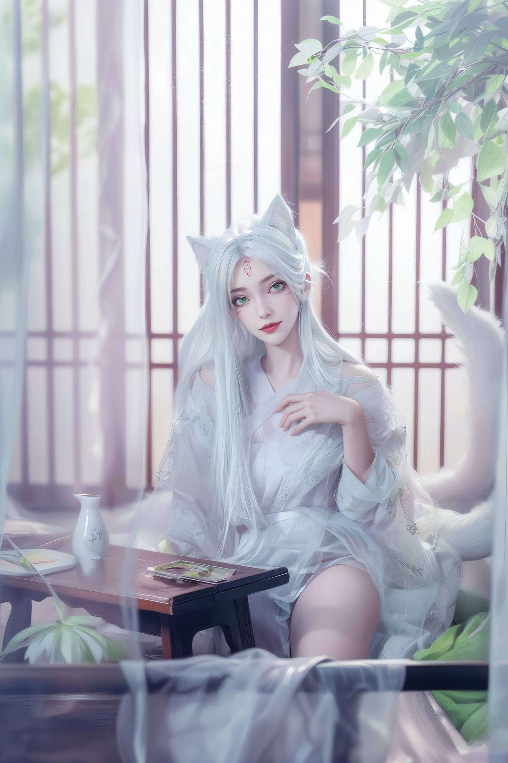 古风细腻小白电脑4K超清壁纸