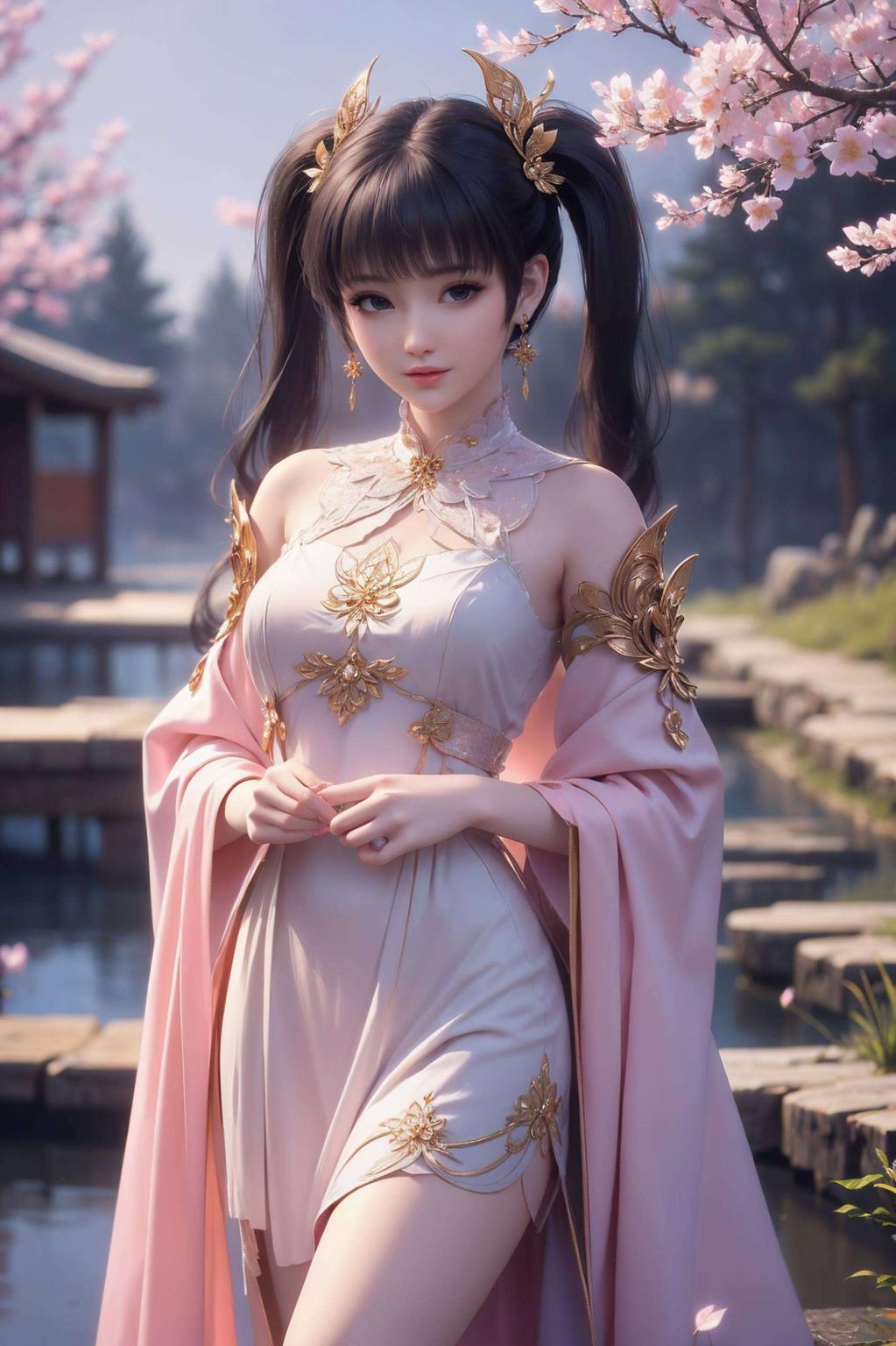 幽蓝背景中紫妍泪眼朦胧